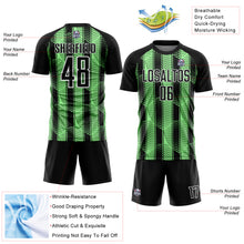 Load image into Gallery viewer, Custom Black Pea Green-White Abstract Network Sublimation Soccer Uniform Jersey
