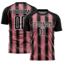 Load image into Gallery viewer, Custom Black Medium Pink-White Abstract Network Sublimation Soccer Uniform Jersey
