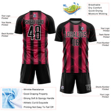 Load image into Gallery viewer, Custom Black Neon Pink-White Abstract Network Sublimation Soccer Uniform Jersey
