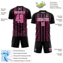 Load image into Gallery viewer, Custom Black Pink-White Geometric Shape Sublimation Soccer Uniform Jersey
