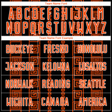 Load image into Gallery viewer, Custom Black Orange-White Geometric Shape Sublimation Soccer Uniform Jersey
