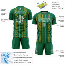 Load image into Gallery viewer, Custom Kelly Green Gold-White Geometric Shape Sublimation Soccer Uniform Jersey
