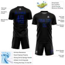 Load image into Gallery viewer, Custom Black Royal Sublimation Soccer Uniform Jersey
