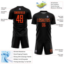 Load image into Gallery viewer, Custom Black Orange Sublimation Soccer Uniform Jersey
