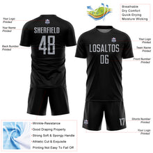 Load image into Gallery viewer, Custom Black Gray Sublimation Soccer Uniform Jersey
