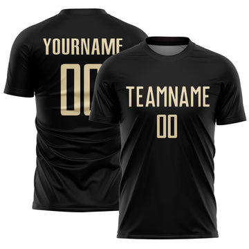 Custom Black Cream Sublimation Soccer Uniform Jersey