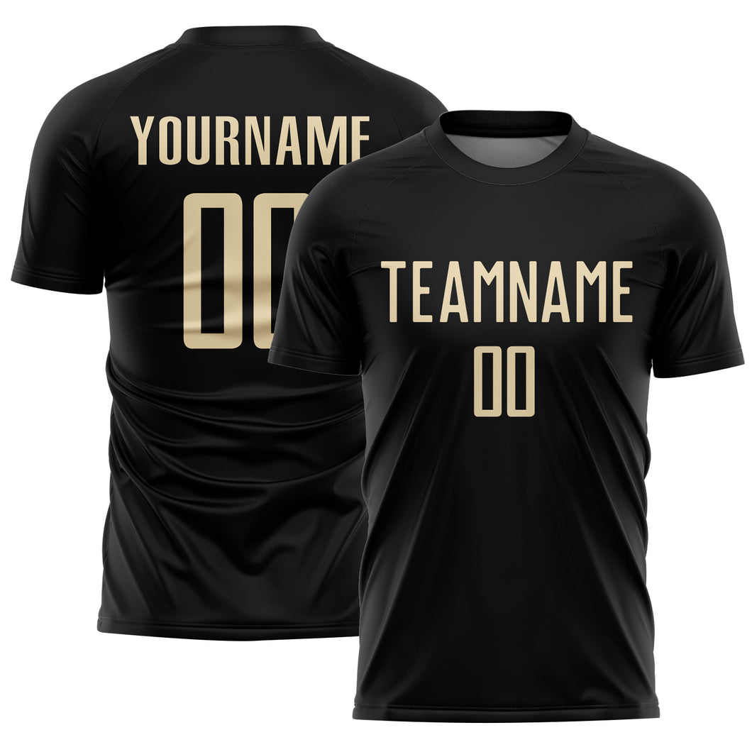 Custom Black Cream Sublimation Soccer Uniform Jersey