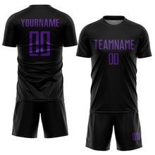 Load image into Gallery viewer, Custom Black Purple Sublimation Soccer Uniform Jersey
