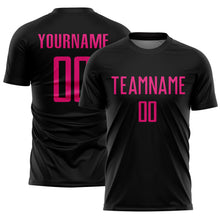 Load image into Gallery viewer, Custom Black Hot Pink Sublimation Soccer Uniform Jersey
