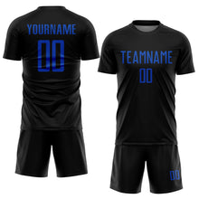 Load image into Gallery viewer, Custom Black Thunder Blue Sublimation Soccer Uniform Jersey
