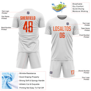 Custom White Orange Sublimation Soccer Uniform Jersey