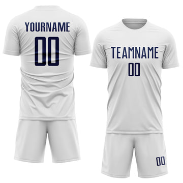 Custom White Navy Sublimation Soccer Uniform Jersey