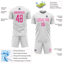 Load image into Gallery viewer, Custom White Pink Sublimation Soccer Uniform Jersey
