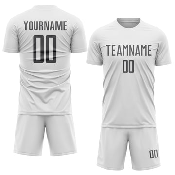 Custom White Steel Gray Sublimation Soccer Uniform Jersey