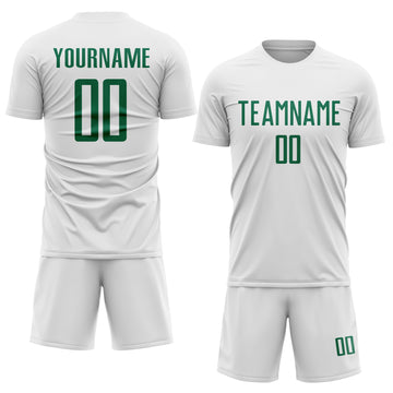 Custom White Kelly Green Sublimation Soccer Uniform Jersey