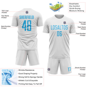 Custom White Sky Blue Sublimation Soccer Uniform Jersey