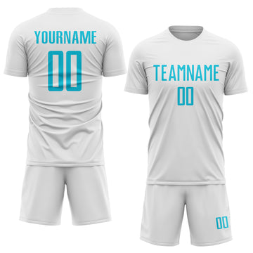 Custom White Lakes Blue Sublimation Soccer Uniform Jersey