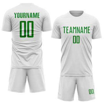 Custom White Grass Green Sublimation Soccer Uniform Jersey