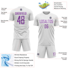 Load image into Gallery viewer, Custom White Medium Purple Sublimation Soccer Uniform Jersey
