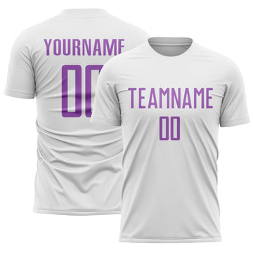 Custom White Medium Purple Sublimation Soccer Uniform Jersey