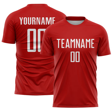 Custom Red White Sublimation Soccer Uniform Jersey