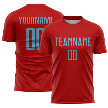 Custom Red Shadow Blue Sublimation Soccer Uniform Jersey