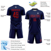 Load image into Gallery viewer, Custom Navy Red Sublimation Soccer Uniform Jersey
