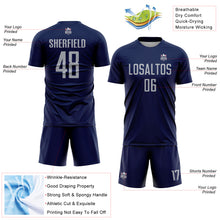 Load image into Gallery viewer, Custom Navy Gray Sublimation Soccer Uniform Jersey

