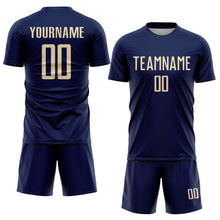 Load image into Gallery viewer, Custom Navy Cream Sublimation Soccer Uniform Jersey
