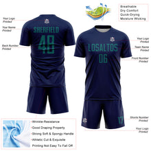 Load image into Gallery viewer, Custom Navy Teal Sublimation Soccer Uniform Jersey

