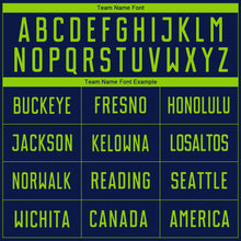 Load image into Gallery viewer, Custom Navy Neon Green Sublimation Soccer Uniform Jersey
