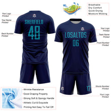 Load image into Gallery viewer, Custom Navy Teal Sublimation Soccer Uniform Jersey
