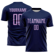 Load image into Gallery viewer, Custom Navy Light Purple Sublimation Soccer Uniform Jersey
