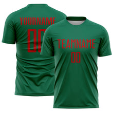 Load image into Gallery viewer, Custom Kelly Green Red Sublimation Soccer Uniform Jersey
