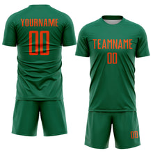 Load image into Gallery viewer, Custom Kelly Green Orange Sublimation Soccer Uniform Jersey
