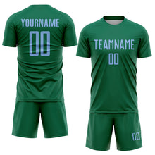 Load image into Gallery viewer, Custom Kelly Green Light Blue Sublimation Soccer Uniform Jersey
