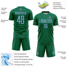 Load image into Gallery viewer, Custom Kelly Green Light Blue Sublimation Soccer Uniform Jersey
