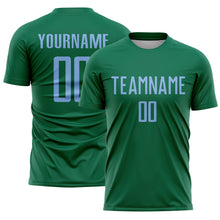 Load image into Gallery viewer, Custom Kelly Green Light Blue Sublimation Soccer Uniform Jersey
