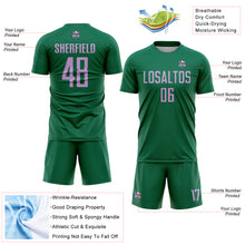 Load image into Gallery viewer, Custom Kelly Green Light Purple Sublimation Soccer Uniform Jersey
