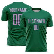 Load image into Gallery viewer, Custom Kelly Green Light Purple Sublimation Soccer Uniform Jersey
