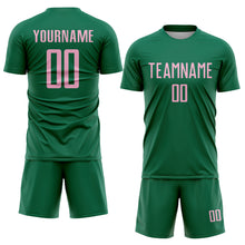 Load image into Gallery viewer, Custom Kelly Green Light Pink Sublimation Soccer Uniform Jersey
