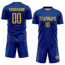 Load image into Gallery viewer, Custom Royal Yellow Sublimation Soccer Uniform Jersey
