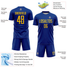 Load image into Gallery viewer, Custom Royal Yellow Sublimation Soccer Uniform Jersey
