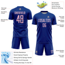 Load image into Gallery viewer, Custom Royal Light Pink Sublimation Soccer Uniform Jersey

