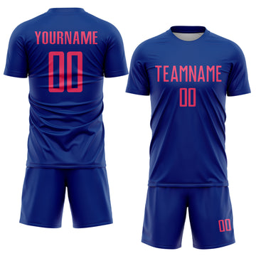 Custom Royal Neon Pink Sublimation Soccer Uniform Jersey