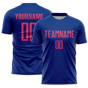 Custom Royal Neon Pink Sublimation Soccer Uniform Jersey