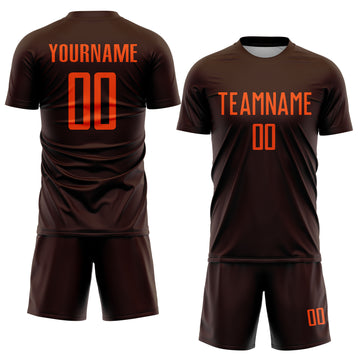 Custom Brown Orange Sublimation Soccer Uniform Jersey