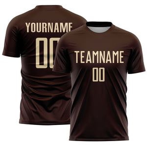 Custom Brown Cream Sublimation Soccer Uniform Jersey