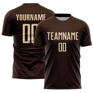 Custom Brown Cream Sublimation Soccer Uniform Jersey