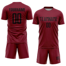 Load image into Gallery viewer, Custom Crimson Black Sublimation Soccer Uniform Jersey

